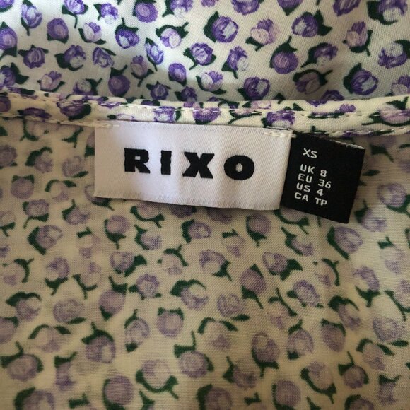 RIXO Misha purple microfloral ruffled statement collar blouse - Picture 6 of 6